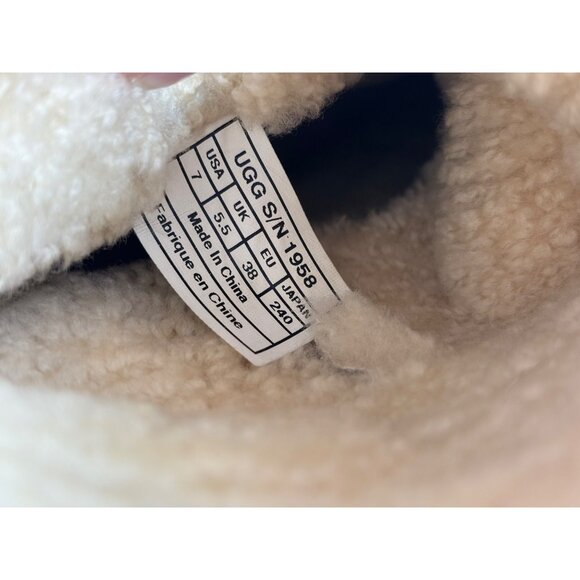 UGG Womens Boots‎ 7 Lynnea Brown Leather Mid Calf Heeled Clog Boots - Picture 10 of 10